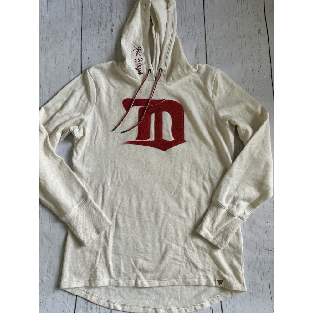 Detroit Red Wings Fanatics Women's L Hoodie old English D logo Cream/Red